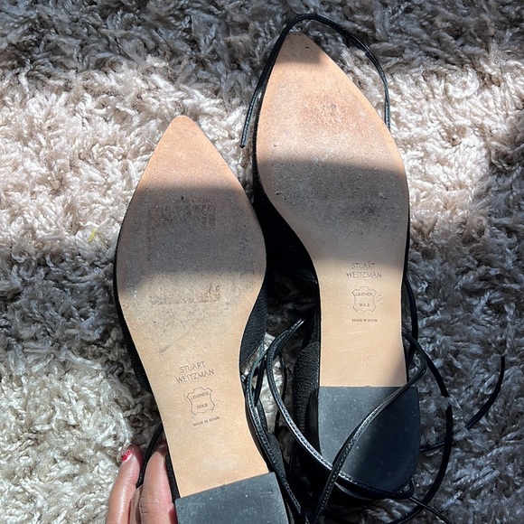 Stuart Weitzman Black Laceup Ballet Flats - Picture 5 of 7